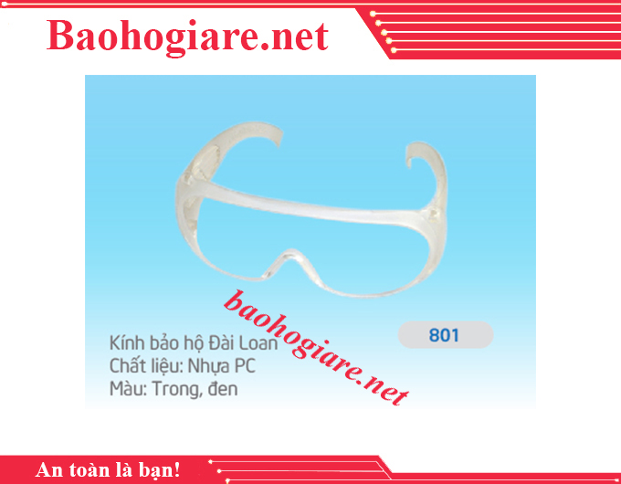Kính bảo hộ Đài Loan - kính đeo trong 801 giá rẻ nhất TP.HCM