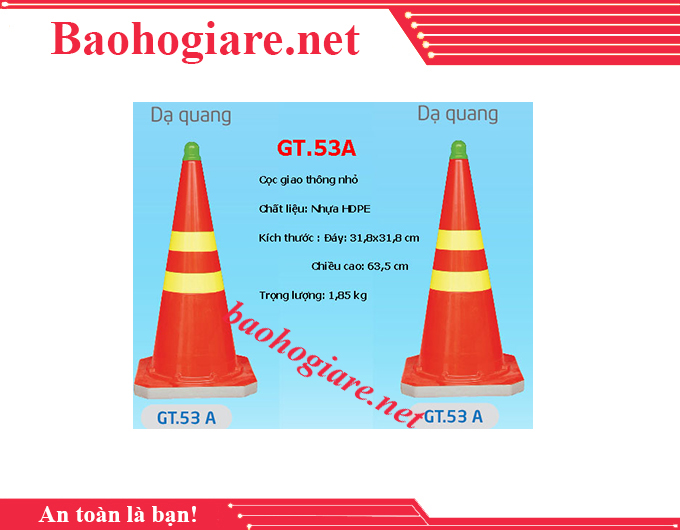 Cọc giao thông nhỏ dạ quang - GT.53A nhựa giá rẻ nhất tại TP.HCM - BẢO HỘ LAO ĐỘNG