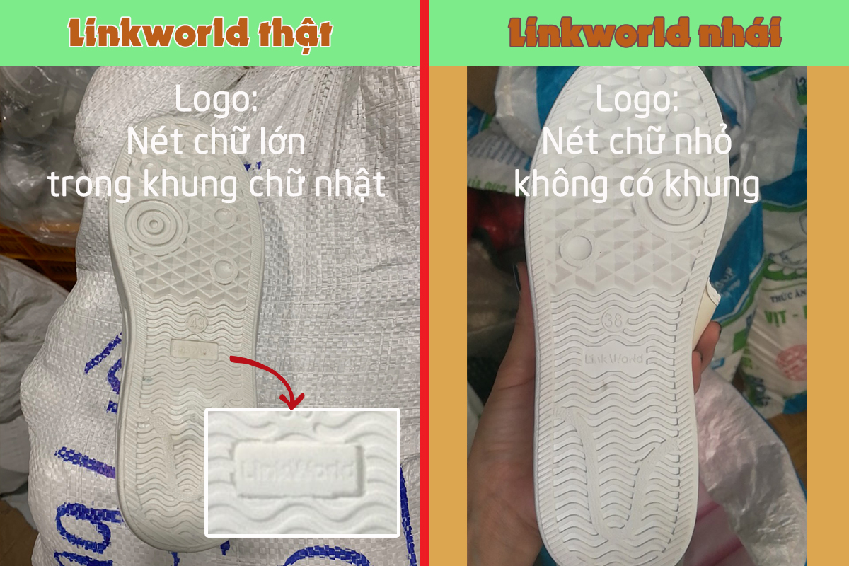 so sánh giày linkworld thật giả